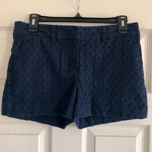 Navy blue eyelet patterned shorts